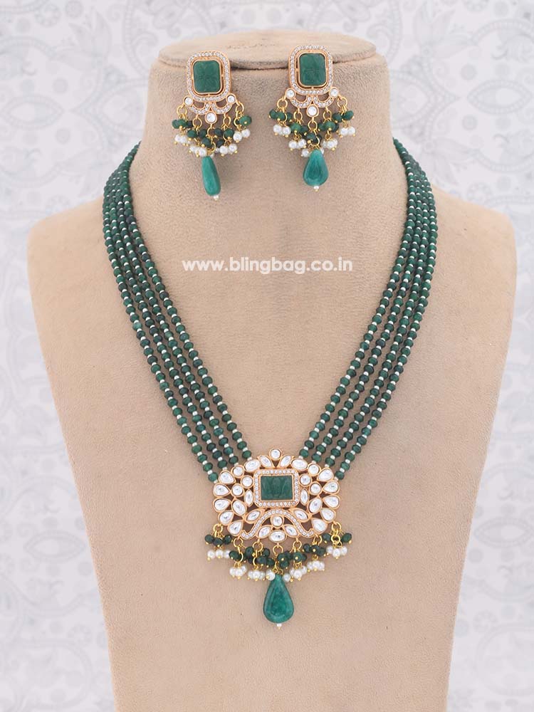 Emerald kundan store set