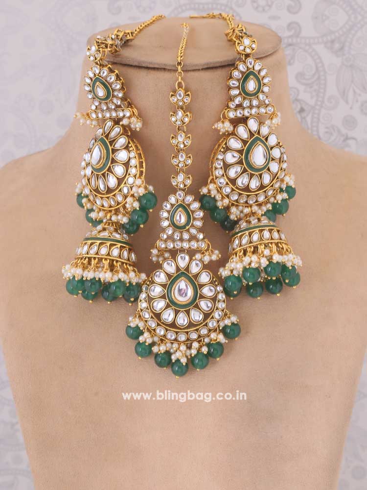 Emerald Jinal Maang Tikka Set - Main Image