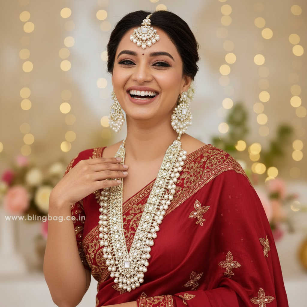 Ivory Gracia Kundan Jewellery Set
– Blin...