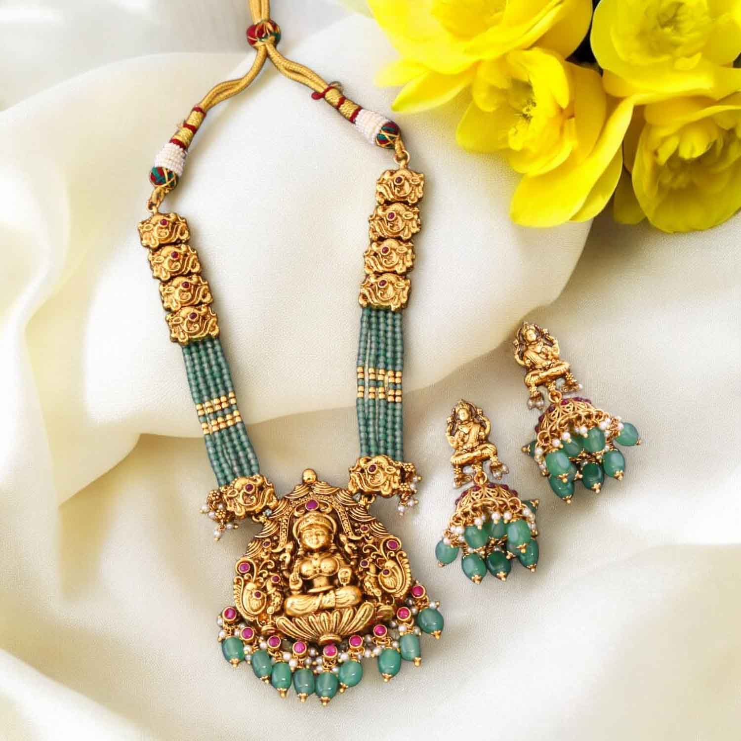 Antique Temple Set Jewellery Designs Antique Jewellery Set Long