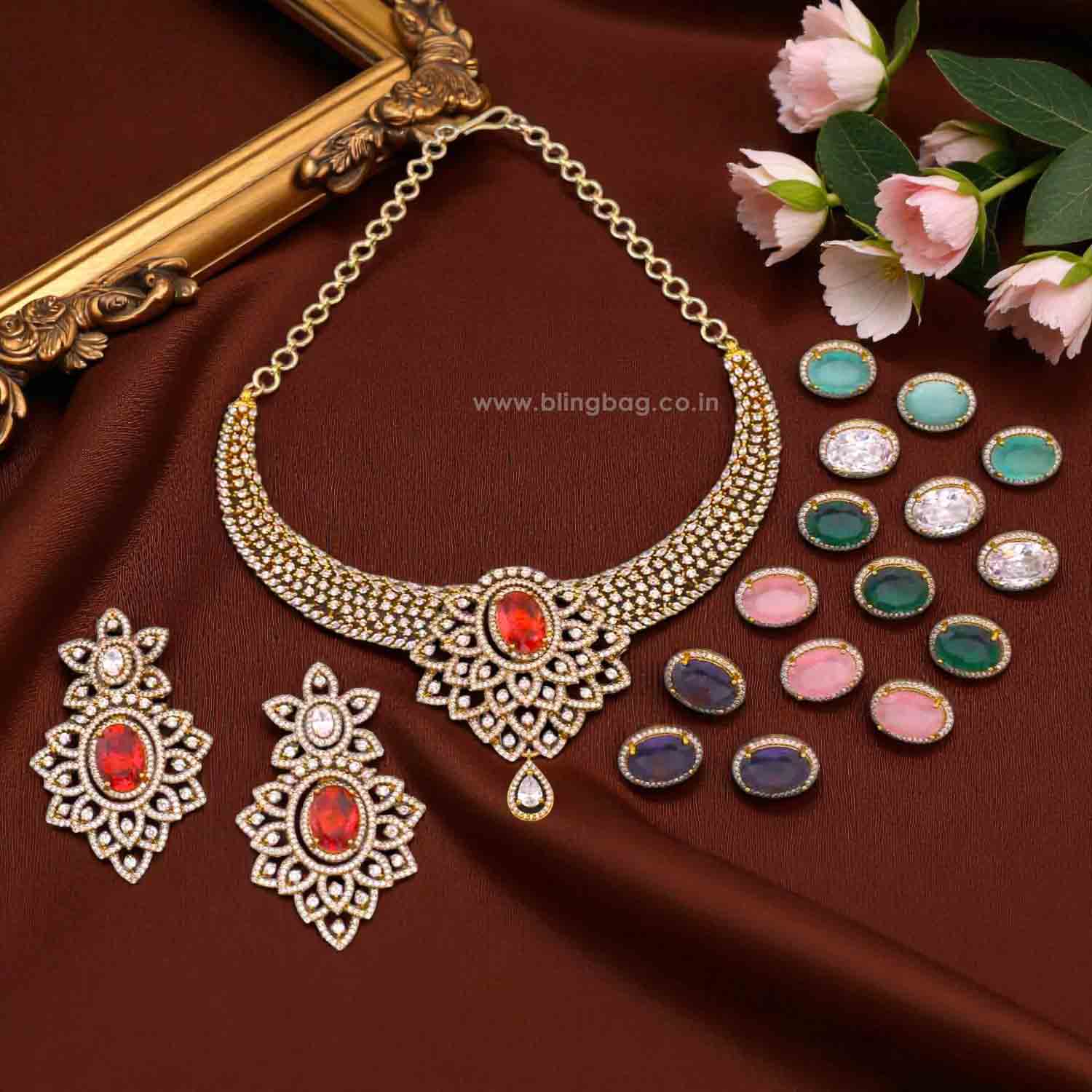 Multicolor Noya Changeable Victorian Jewellery Set- New Arrivals