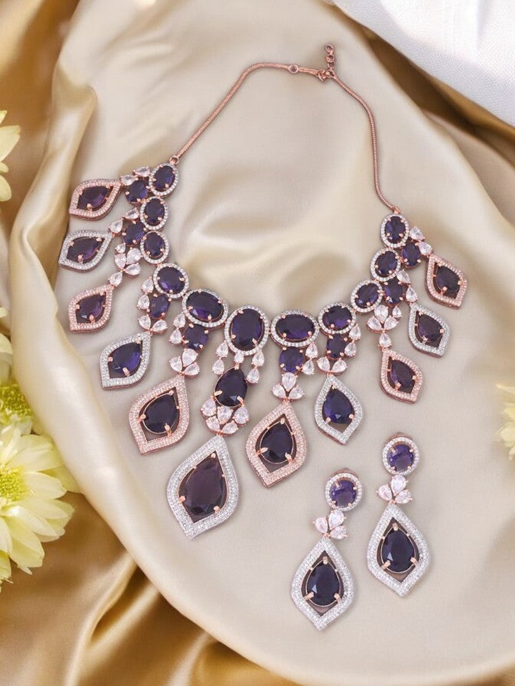 Purple Rohesia Zirconia Jewellery Set - Main Image