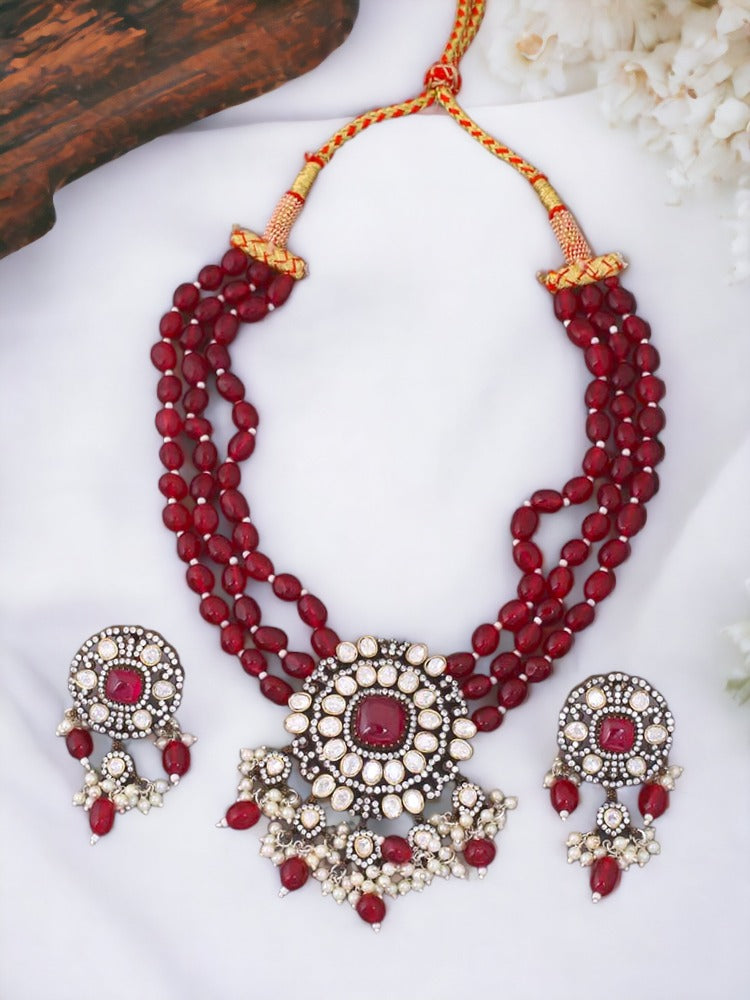 Ruby Poppy Kundan Jewellery Set – Bling Bag - Main Image