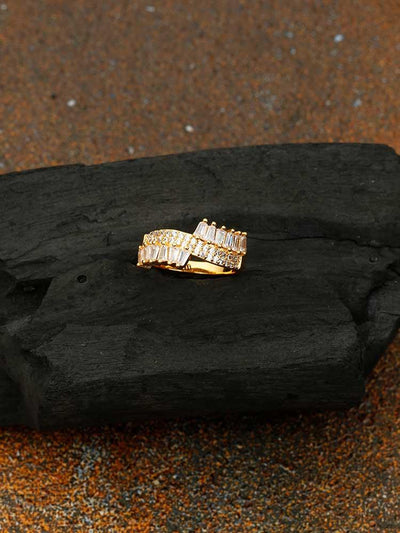 rings - Bling Bag Golden Pallavi Zirconia Ring
