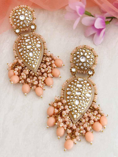 Peach Chaitali Designer Earrings - Bling Bag