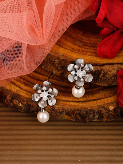 earrings - Bling Bag Silver Crocus Zirconia Earrings