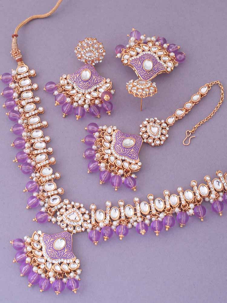 Purple Cheshta Kundan Jewellery Set