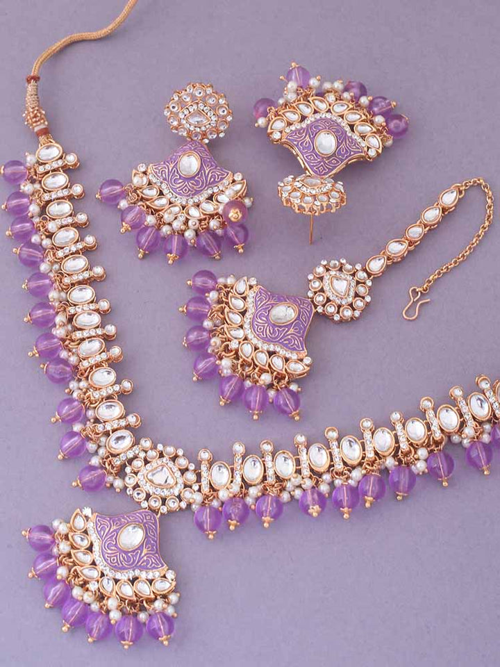 Purple Cheshta Kundan Jewellery Set