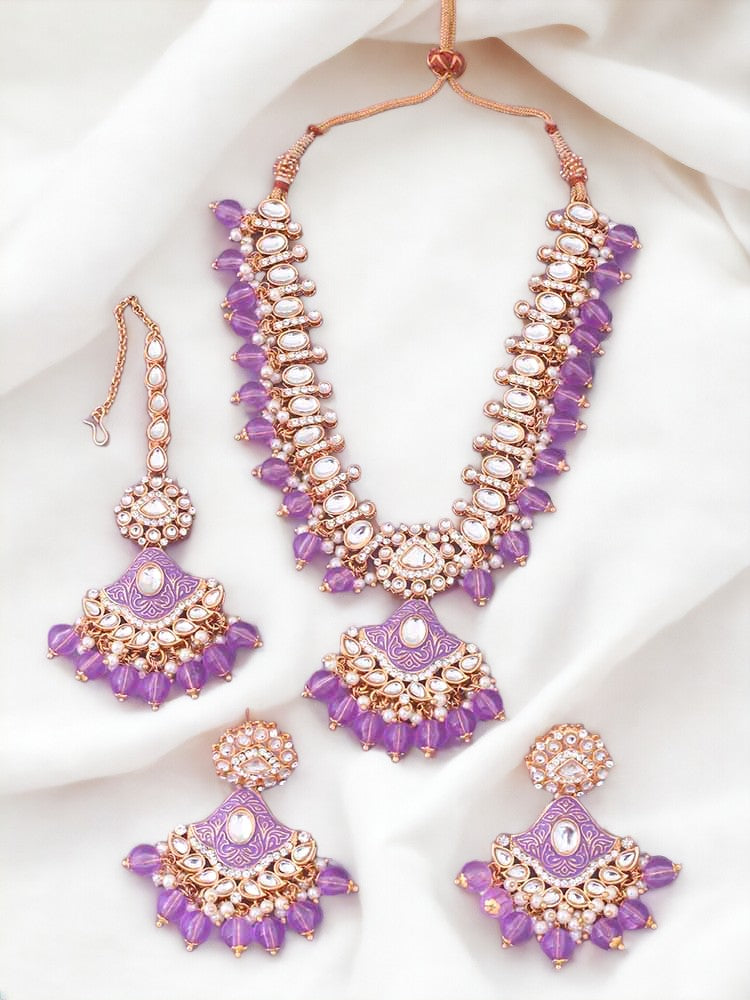 Purple Cheshta Kundan Jewellery Set