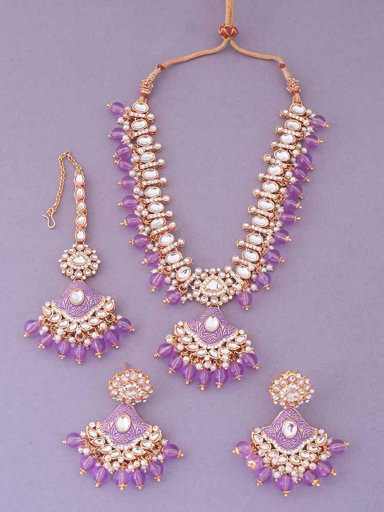Purple Cheshta Kundan Jewellery Set