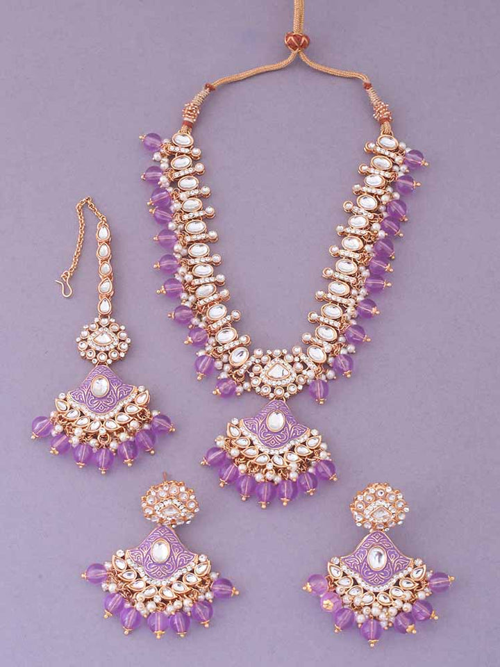 Purple Cheshta Kundan Jewellery Set