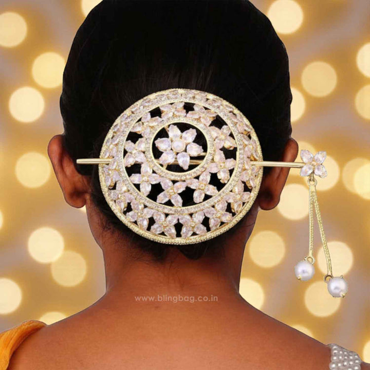 Golden Neeraja Zirconia Small Hair Bun Cage