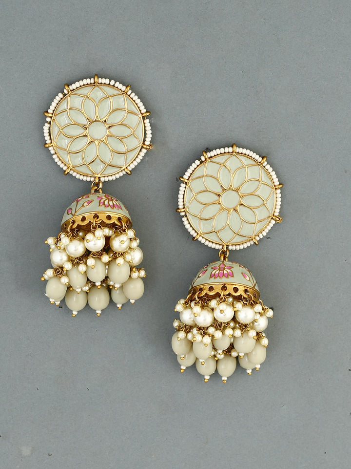 Smoke Gamini Lotus Jhumkis