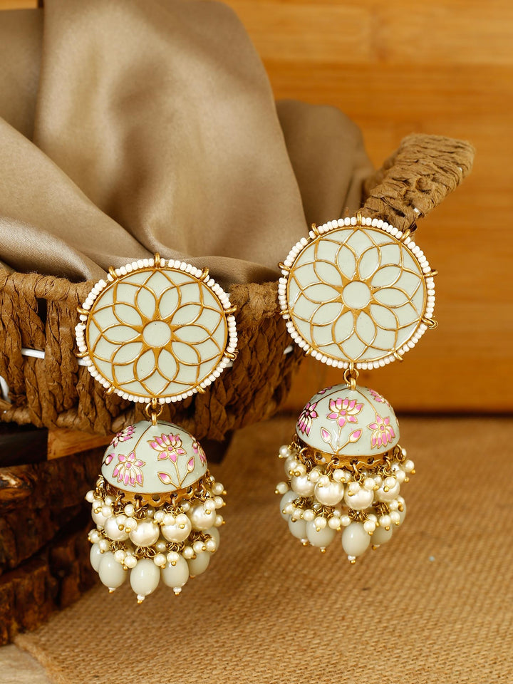 Smoke Gamini Lotus Jhumkis