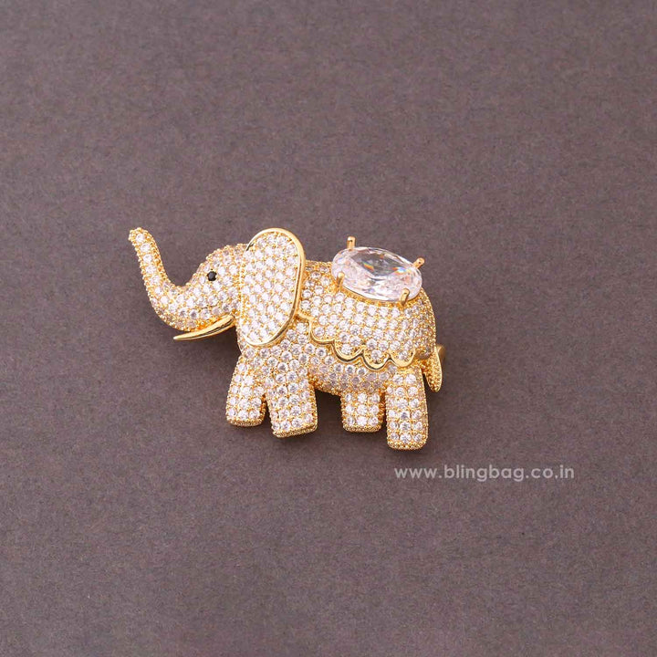 Golden Sparkle Elephant Brooch