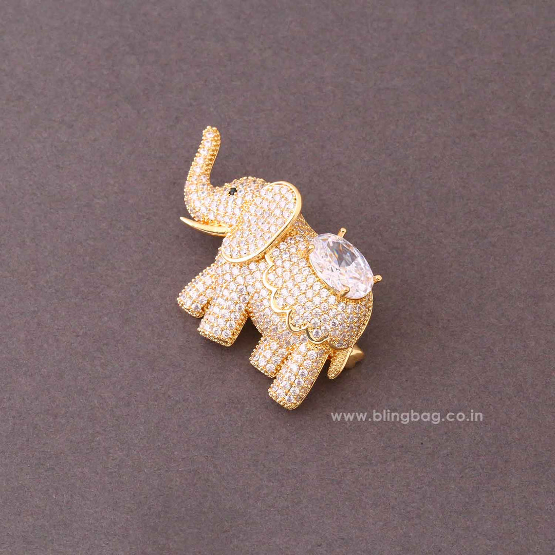 Golden Sparkle Elephant Brooch