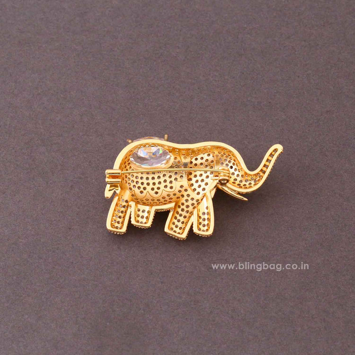 Golden Sparkle Elephant Brooch