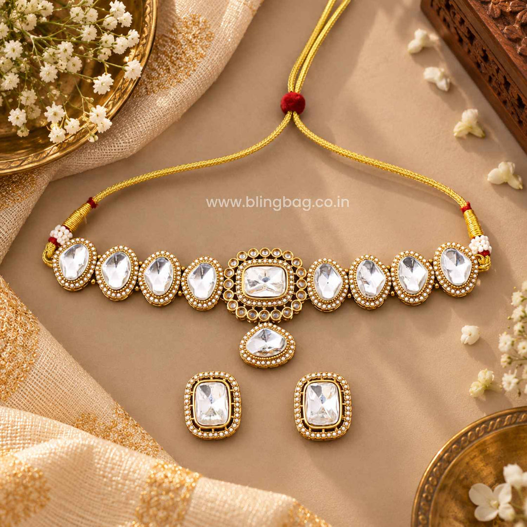 Ivory Eriya Kundan Jewellery Set - New Arrival