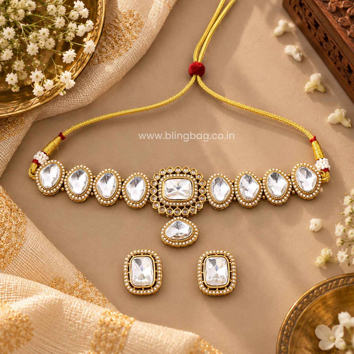 Ivory Eriya Kundan Jewellery Set - New Arrival