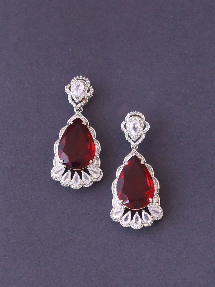 Silver Ruby Albana Zirconia Danglers