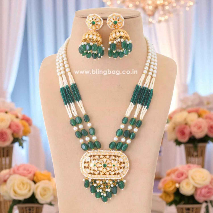 Emerald  Falak Kundan Jewellery Set - EOSS