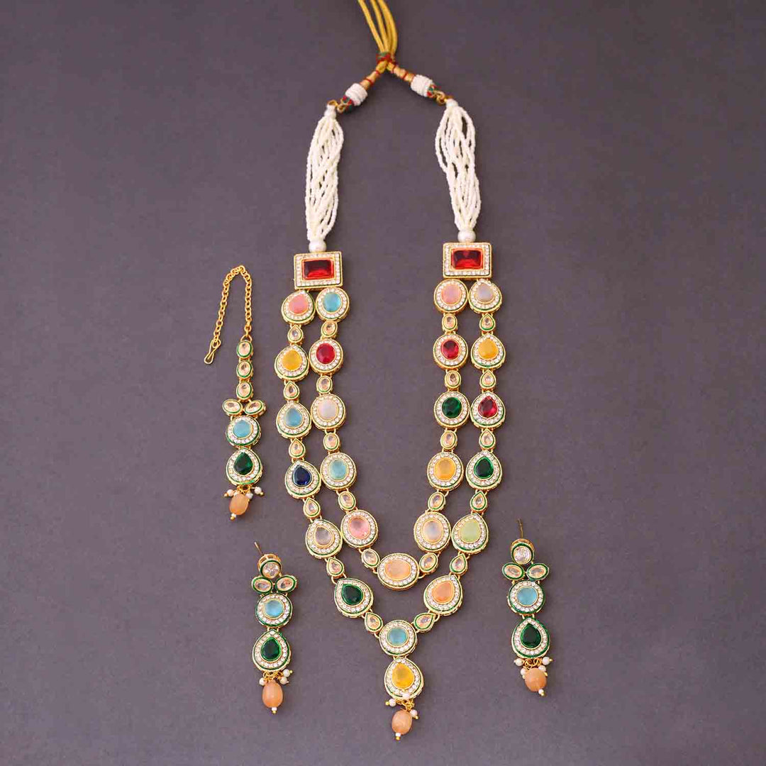 Multicolor Ehani Kundan Jewellery Set