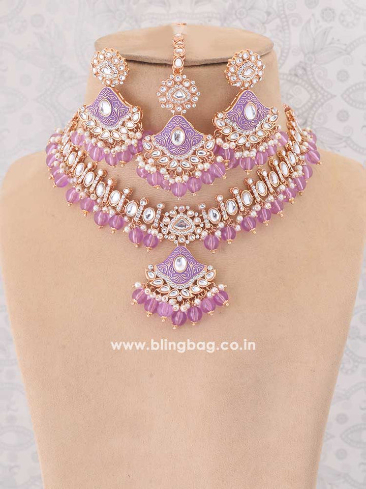 Purple Cheshta Kundan Jewellery Set