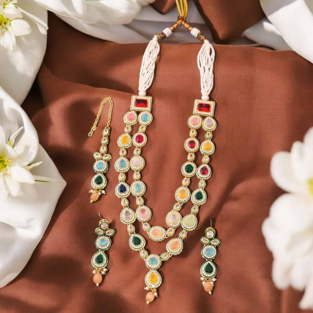 Multicolor Ehani Kundan Jewellery Set