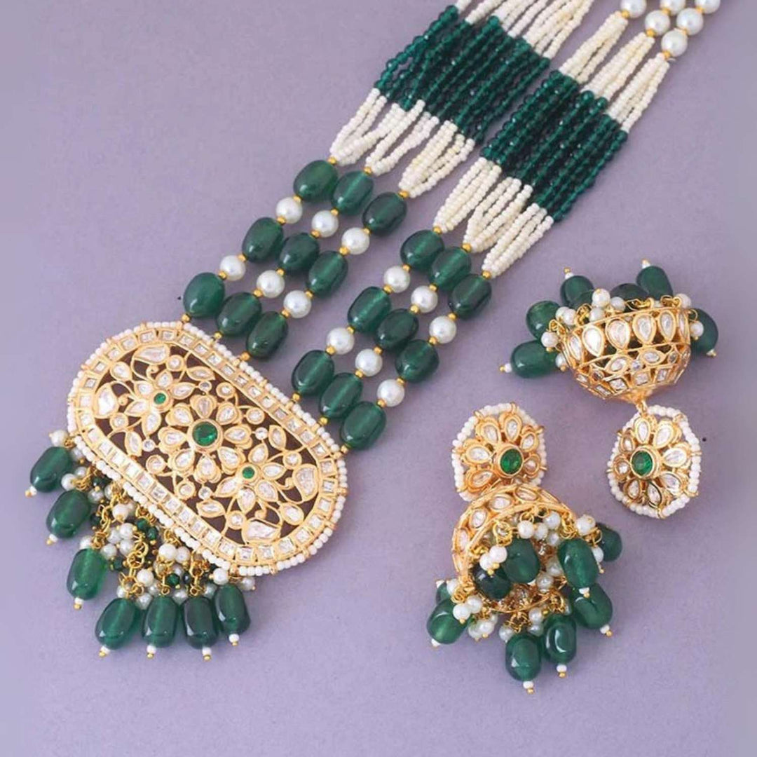 Emerald  Falak Kundan Jewellery Set - EOSS