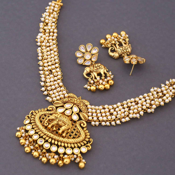 Golden Ekdant Temple Jewellery Set