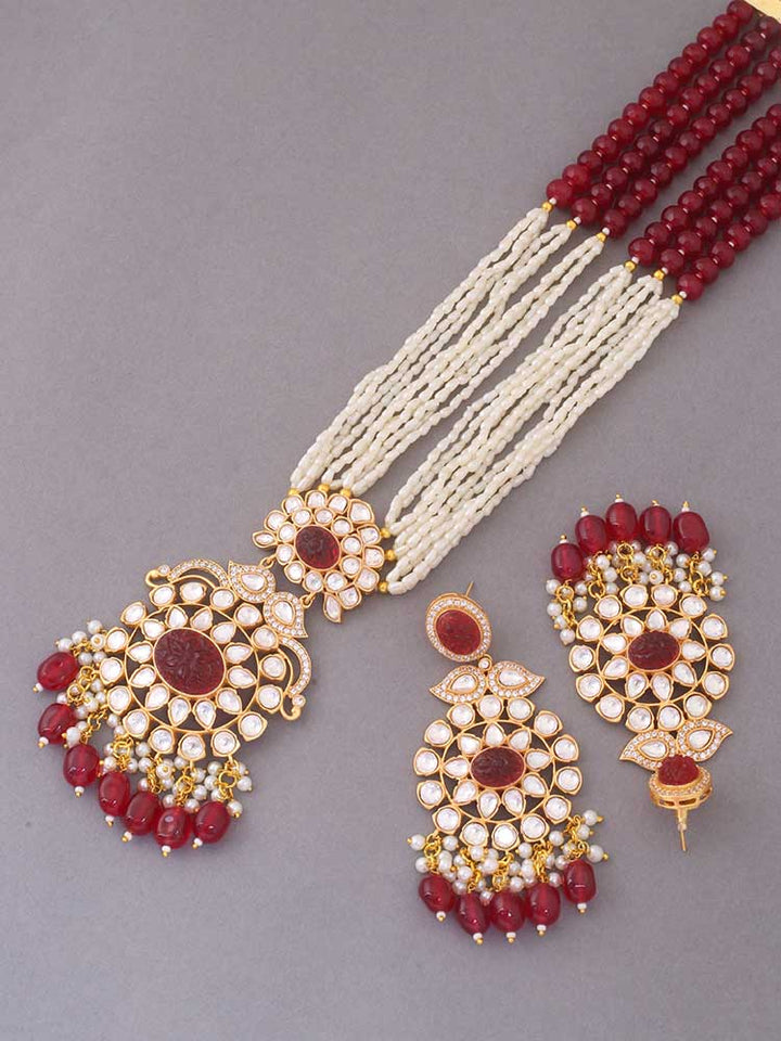 Maroon Aiden Kundan Jewellery Set - EOSS