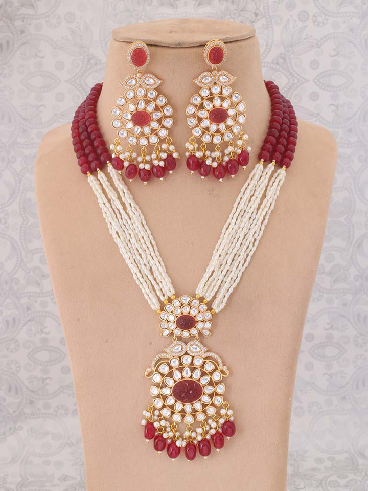 Maroon Aiden Kundan Jewellery Set - EOSS