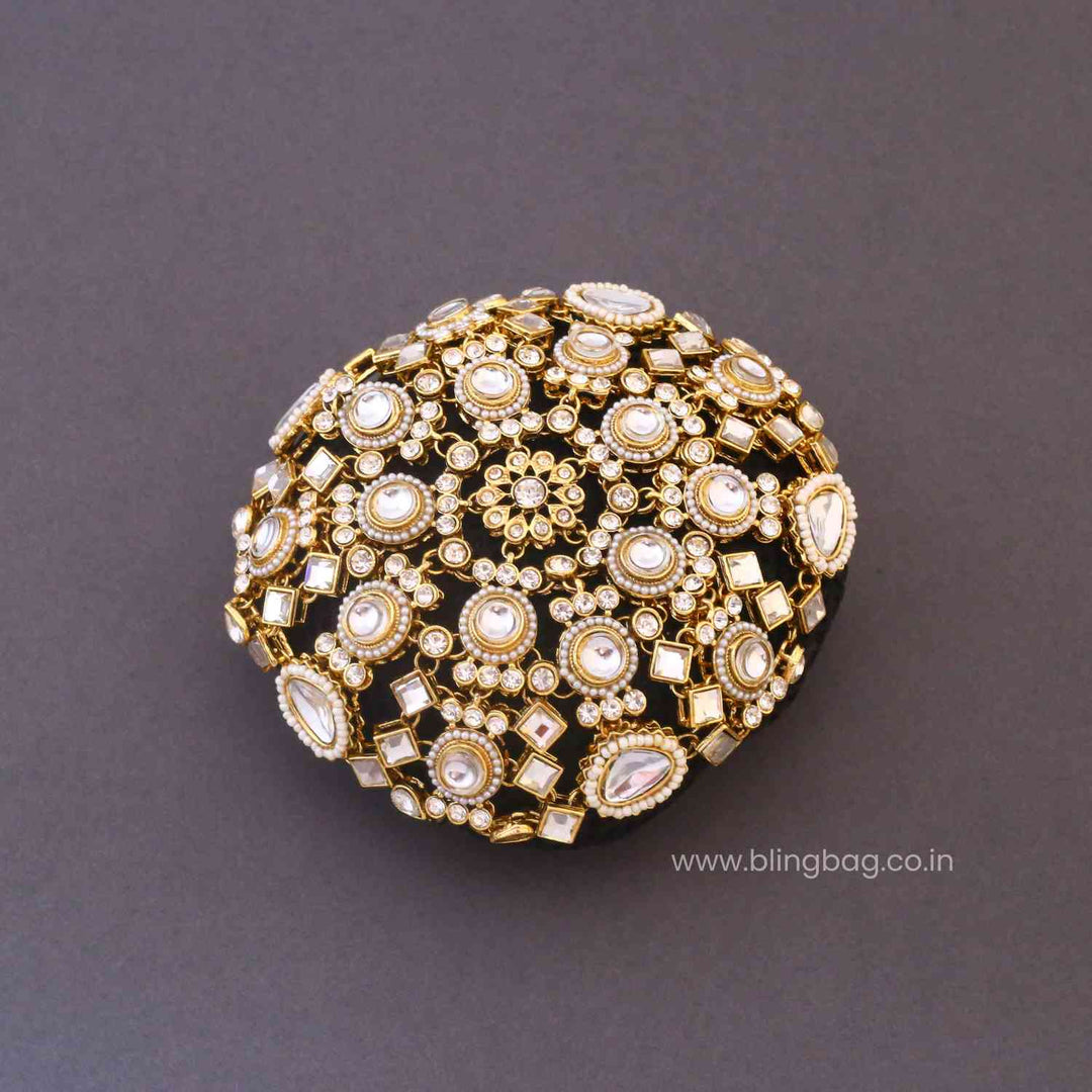 Ivory Pihusha Kundan Hair Bun Cage