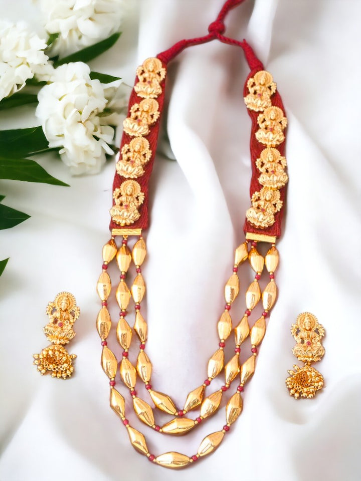 Ruby Vrishabha Temple Jewellery Set