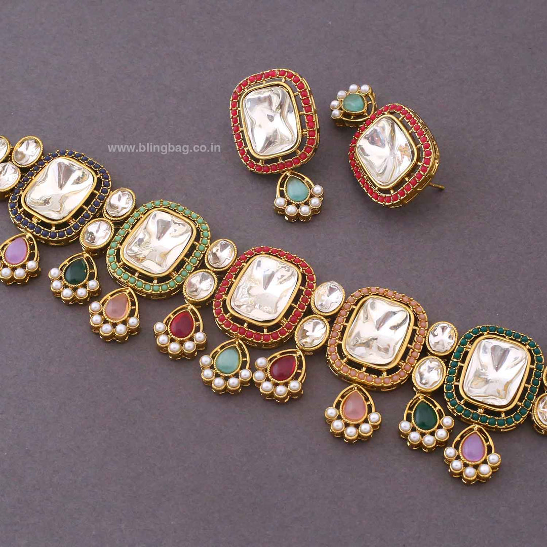 Multicolor Asmina Kundan Jewellery Set