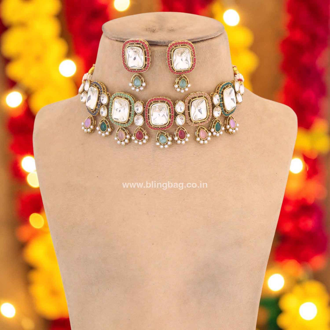 Multicolor Asmina Kundan Jewellery Set