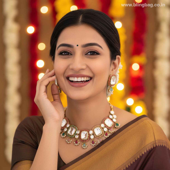 Multicolor Asmina Kundan Jewellery Set