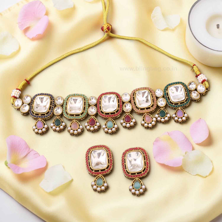 Multicolor Asmina Kundan Jewellery Set