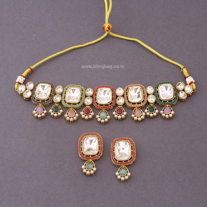Multicolor Asmina Kundan Jewellery Set