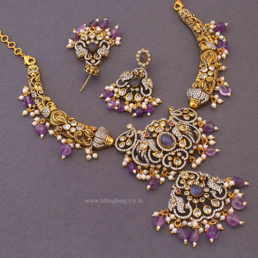 Purple Bellara Hasli Victorian Jewellery Set - New Arrival