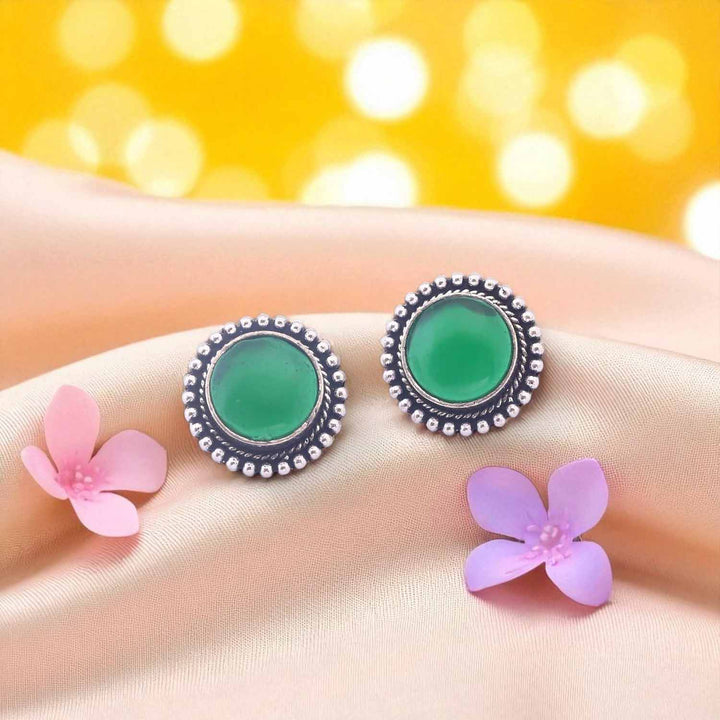 Emerald Umina Oxidised Studs