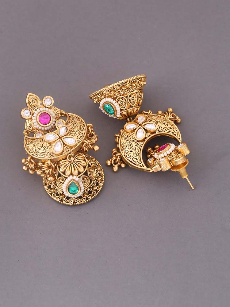 Multicolor Ishani Temple Jhumkis