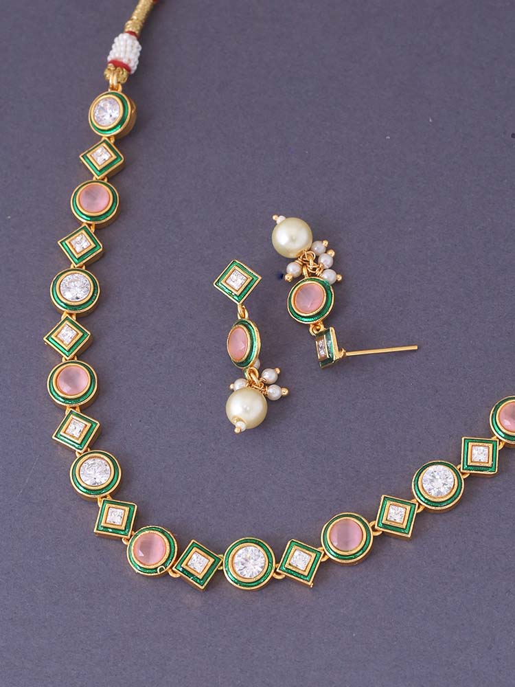 Blush  Mansvi Kundan Jewellery Set