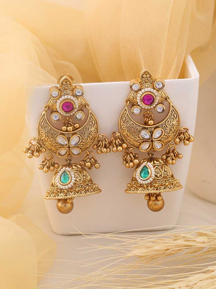 Multicolor Ishani Temple Jhumkis