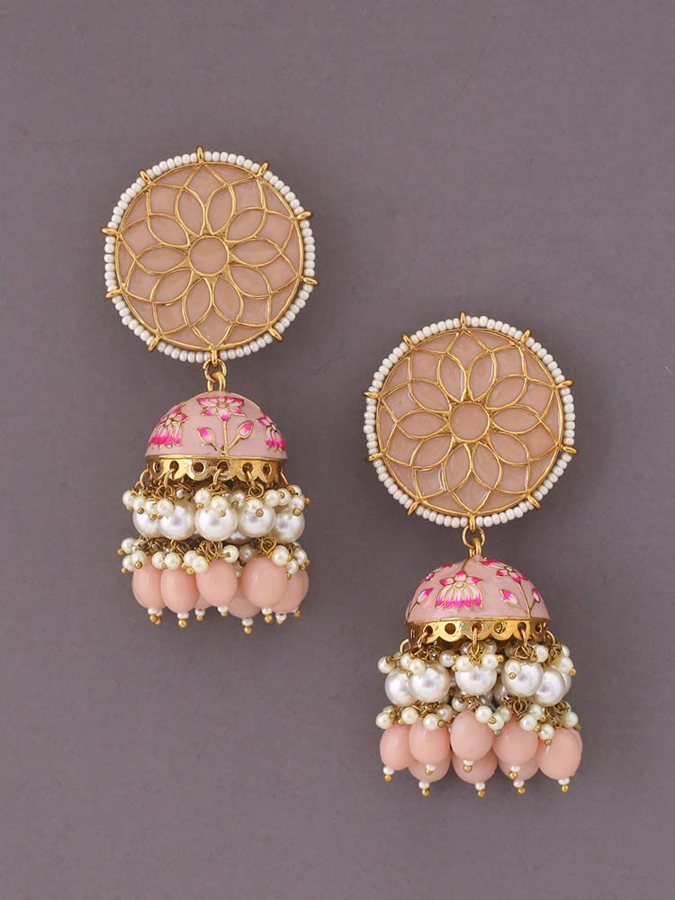 Crepe Gamini Lotus Jhumkis