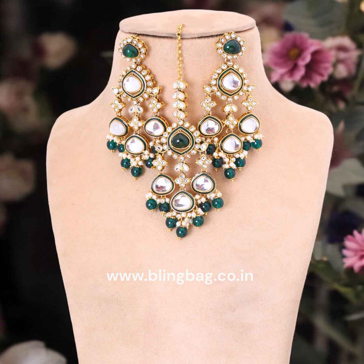 Emerald Shiyana Kundan Jewellery Set