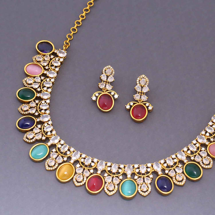 Multicolor Rajasi Victorian Jewellery Set - New Arrival