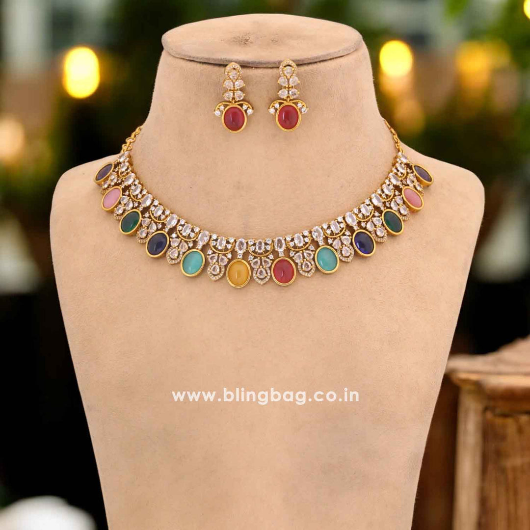 Multicolor Rajasi Victorian Jewellery Set - New Arrival