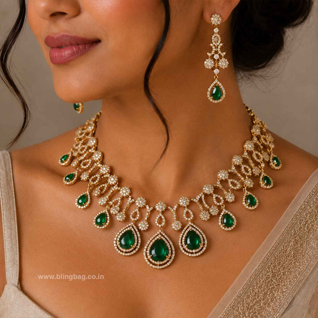 Emerald Lavya Victorian Jewellery Set - New Arrival