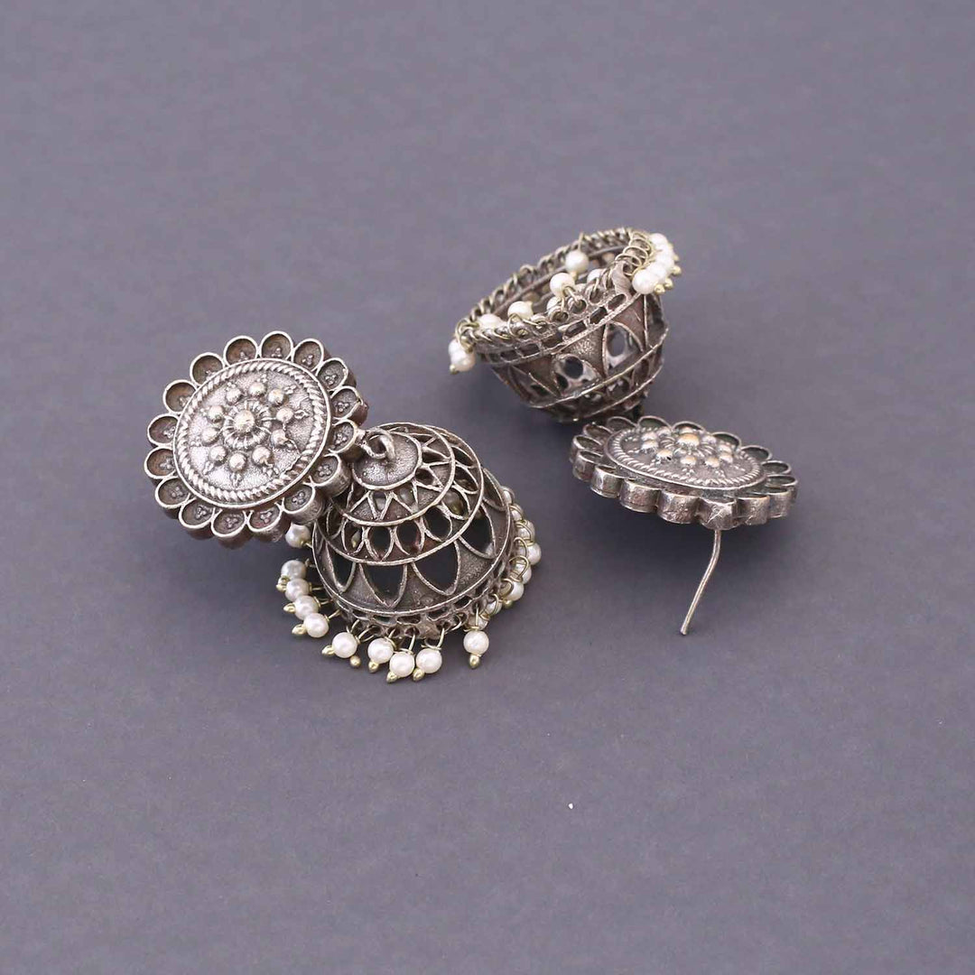 Antique Ummul Oxidised Jhumkis